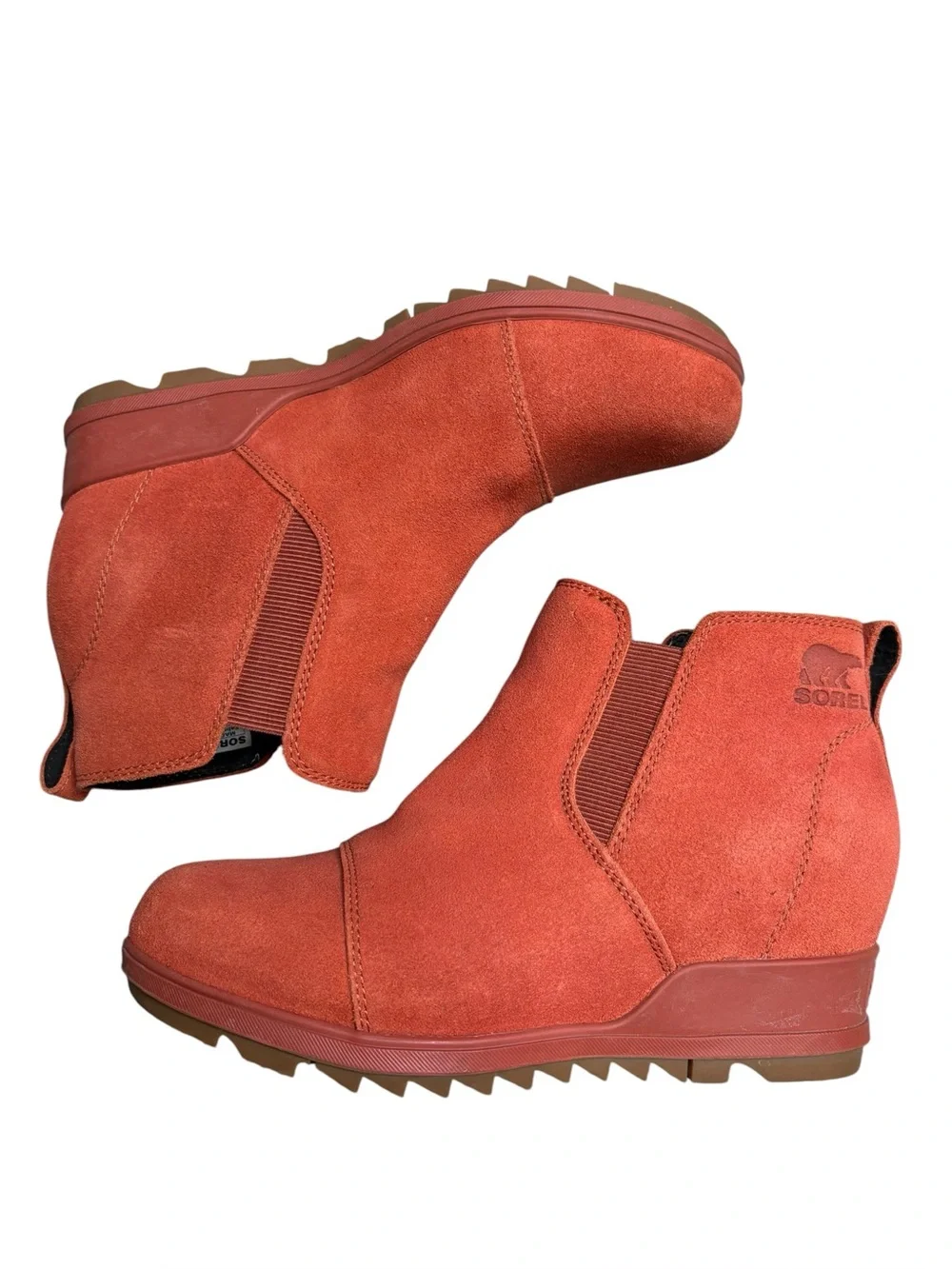 Sorel boots Evie Pull On Chelsea Warp Red Orange waterproof suede size 8
